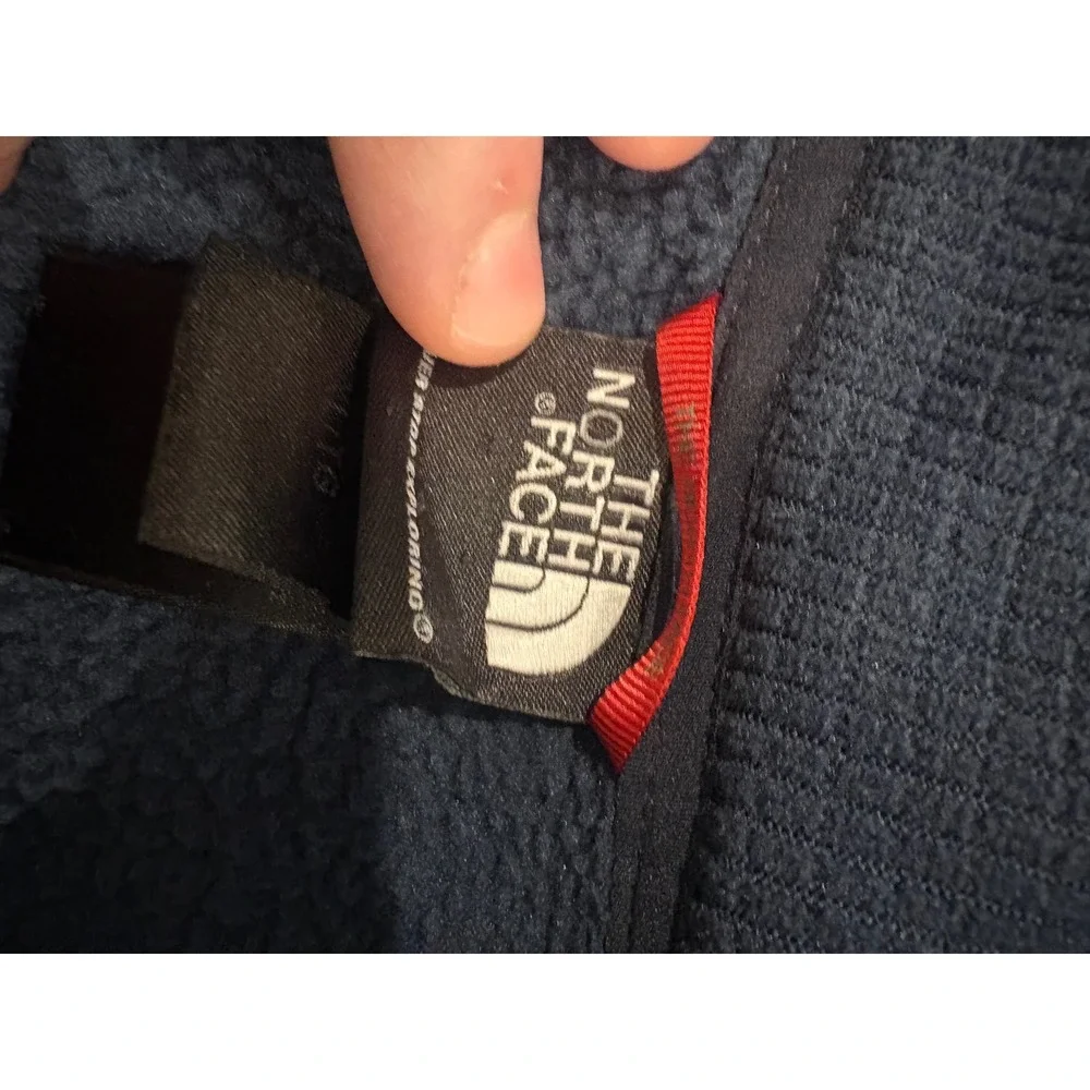 The North Face Mens XL 1/4 Zip Fleece Pullover Navy Blue Textured Grid Mid Layer